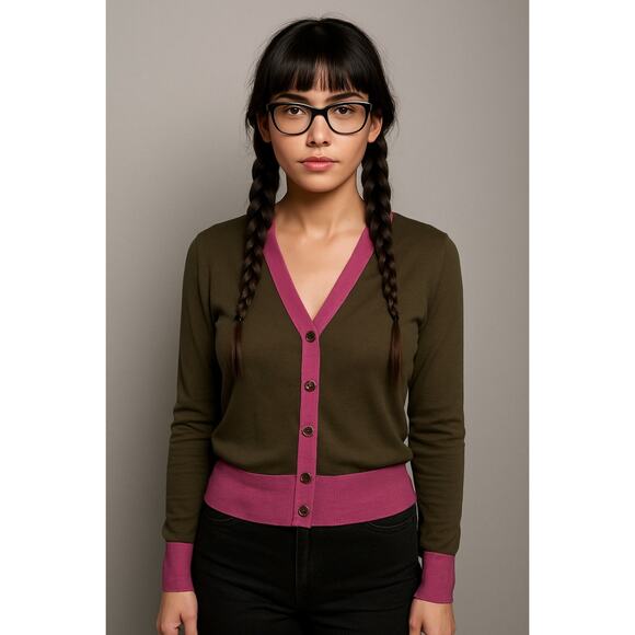 Simply Vera Wang Size Small Pink Lace Cardigan  Mother of Pearl Buttons  Y2K - Picture 11 of 11